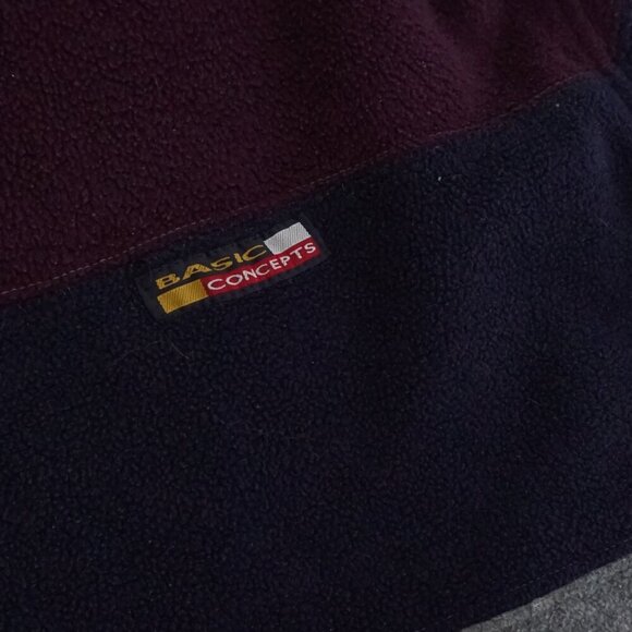 Vtg '90S Basic Concepts Purple Navy Outdoor Hiking Fleece Quarter Zip Sweater L - Picture 8 of 11